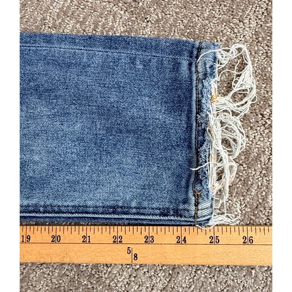 Mica Denim Jeans Womens 25 Blue Straight Leg Distressed Raw Hem High Rise‎